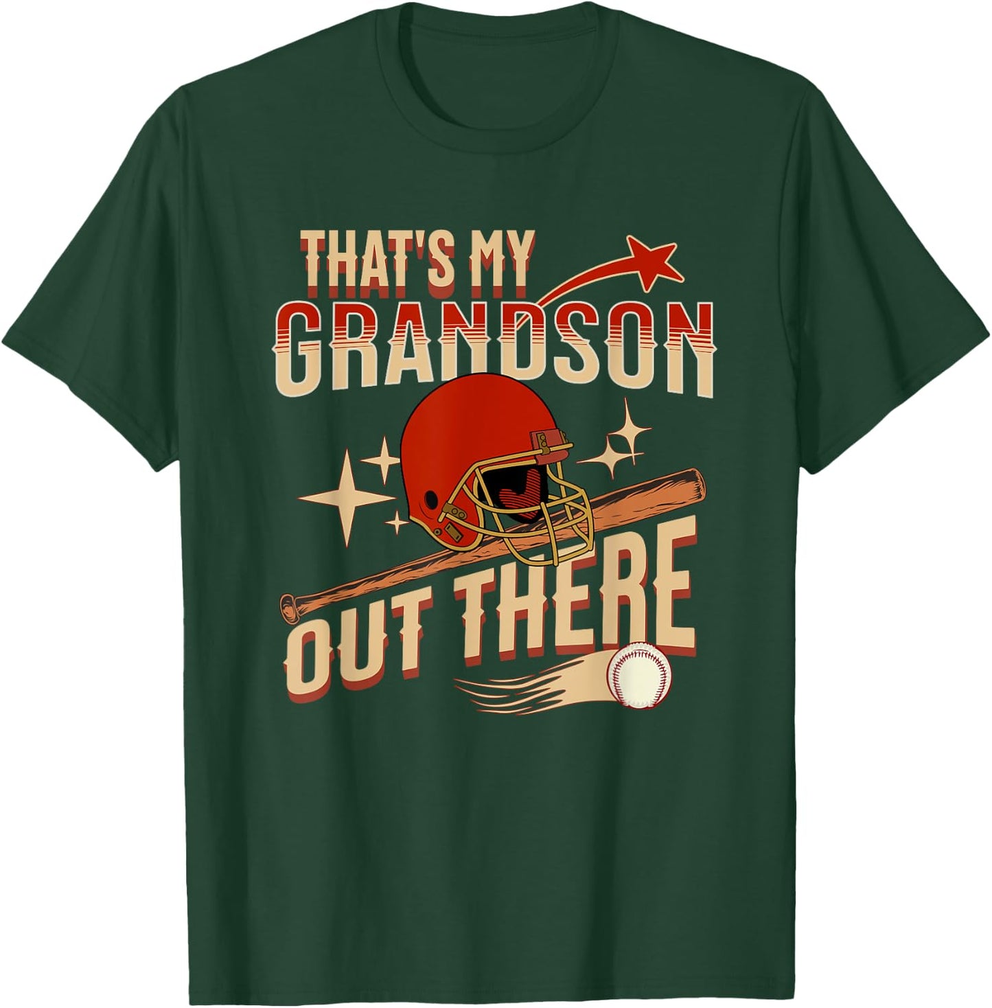 Vintage That's My Grandson Out There Baseball Grandpa T-Shirt - T-Shirt | Forest