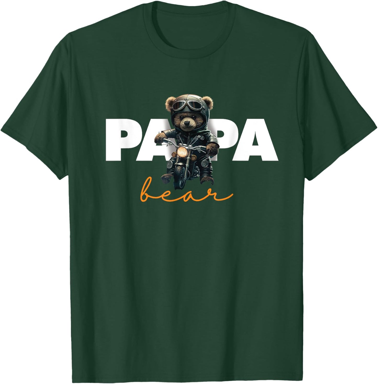 Funny Papa Biker Bear | Motorsport Motorcycle | Father Biker T-Shirt - T-Shirt | Forest
