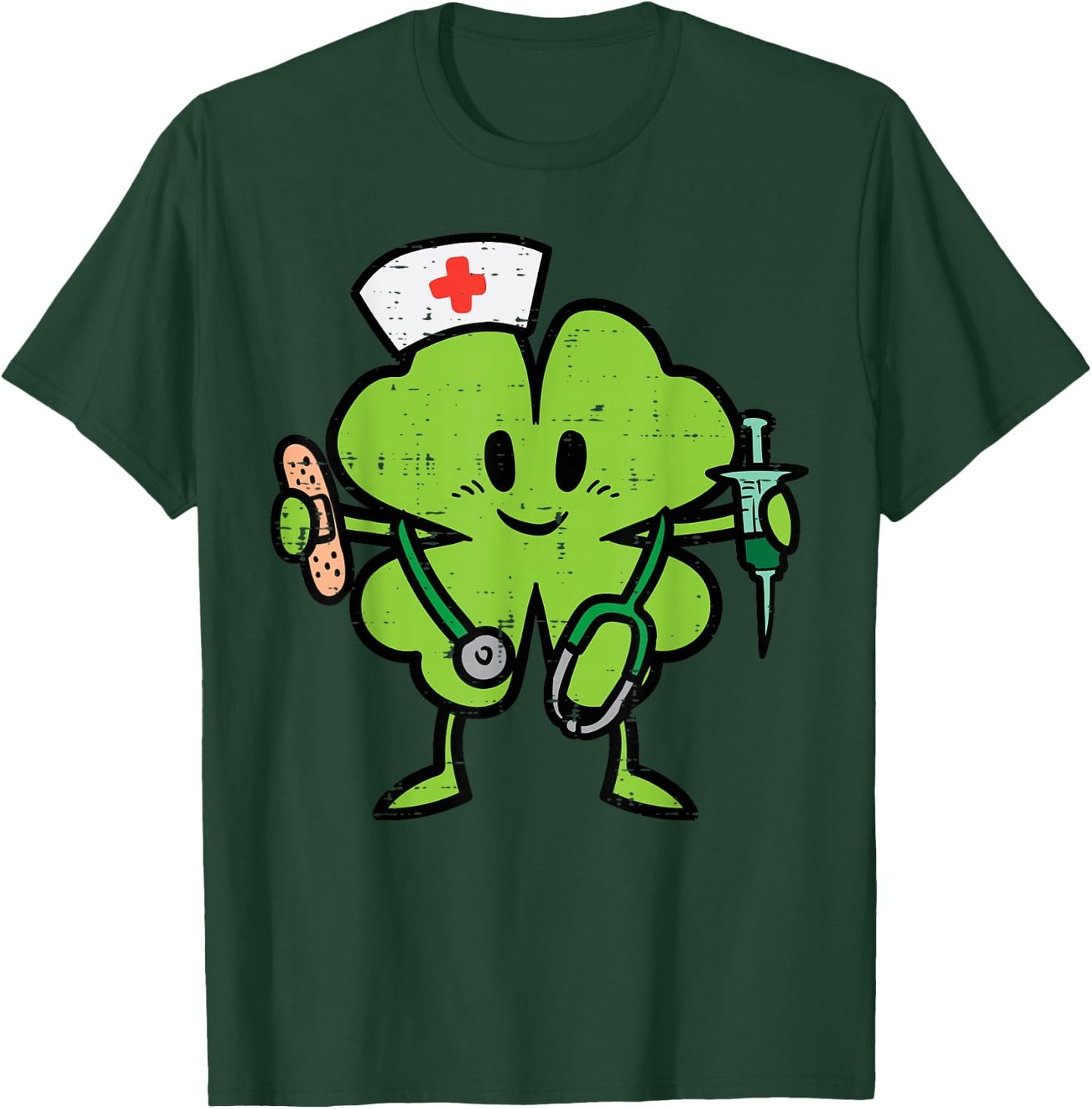 St Patricks Day Shamrock Nurse Saint Paddys Scrub Top Women T-Shirt - T-Shirt | Forest
