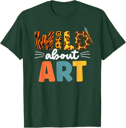 Cute Wild About art Leopard Creative Art Teacher Artists Men Women Kids T-Shirt - T-Shirt | Forest