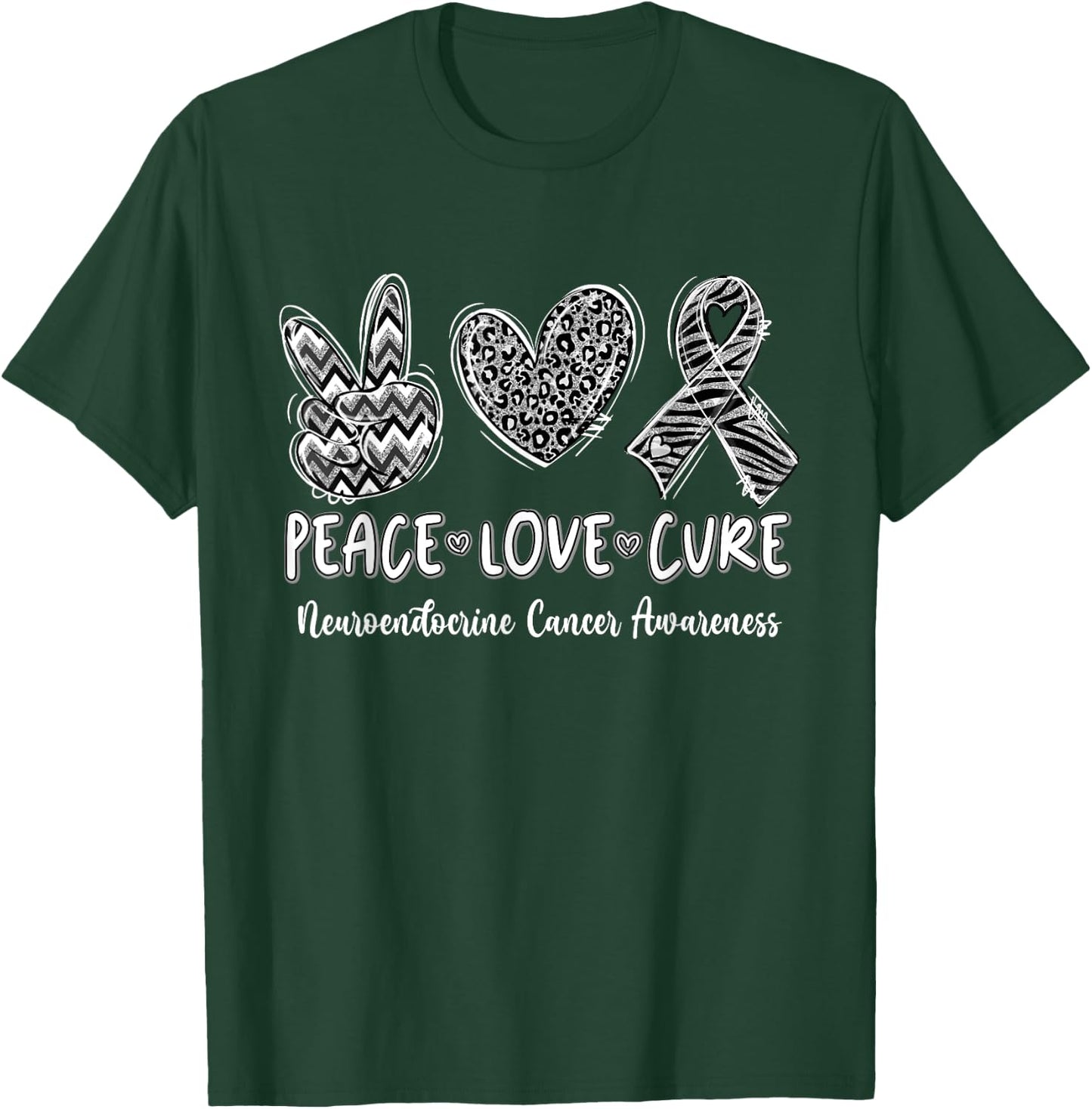 Peace Love Cure Women Neuroendocrine Cancer T-Shirt - T-Shirt | Forest