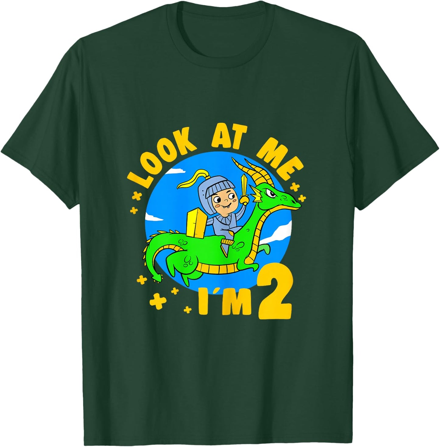 2 Years Old Birthday Boy Dragon & Knight - 2nd B-Day Party T-Shirt - T-Shirt | Forest