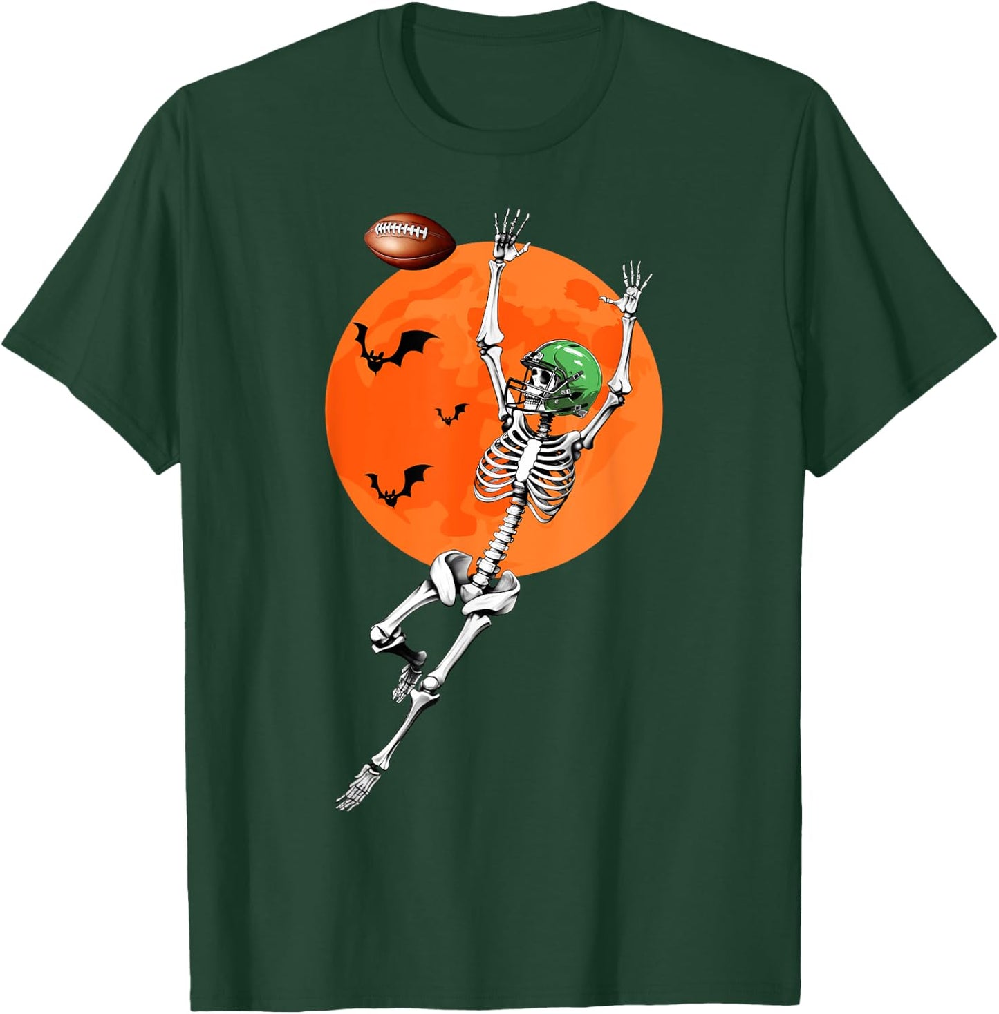 Football Skeleton Halloween Football Player T-Shirt - T-Shirt | Forest