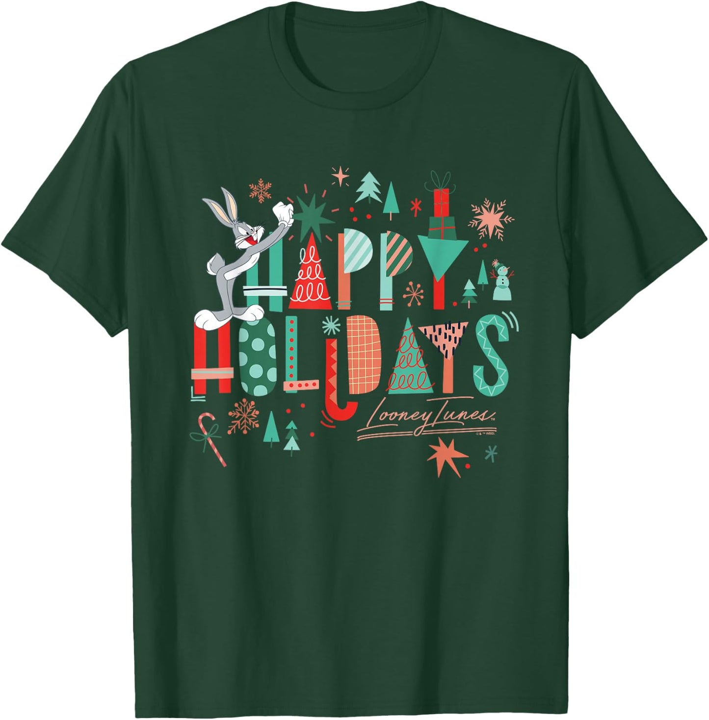 Looney Tunes Christmas Happy Holidays From Bugs Bunny T-Shirt - T-Shirt | Forest