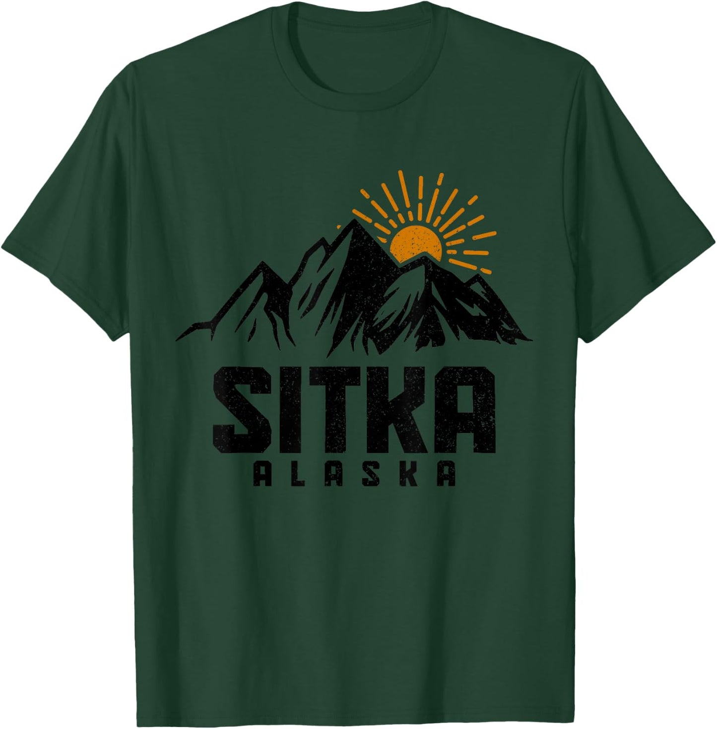 Sitka Alaska Vintage Mountains Sunset Hiking Nature T-Shirt - T-Shirt | Forest