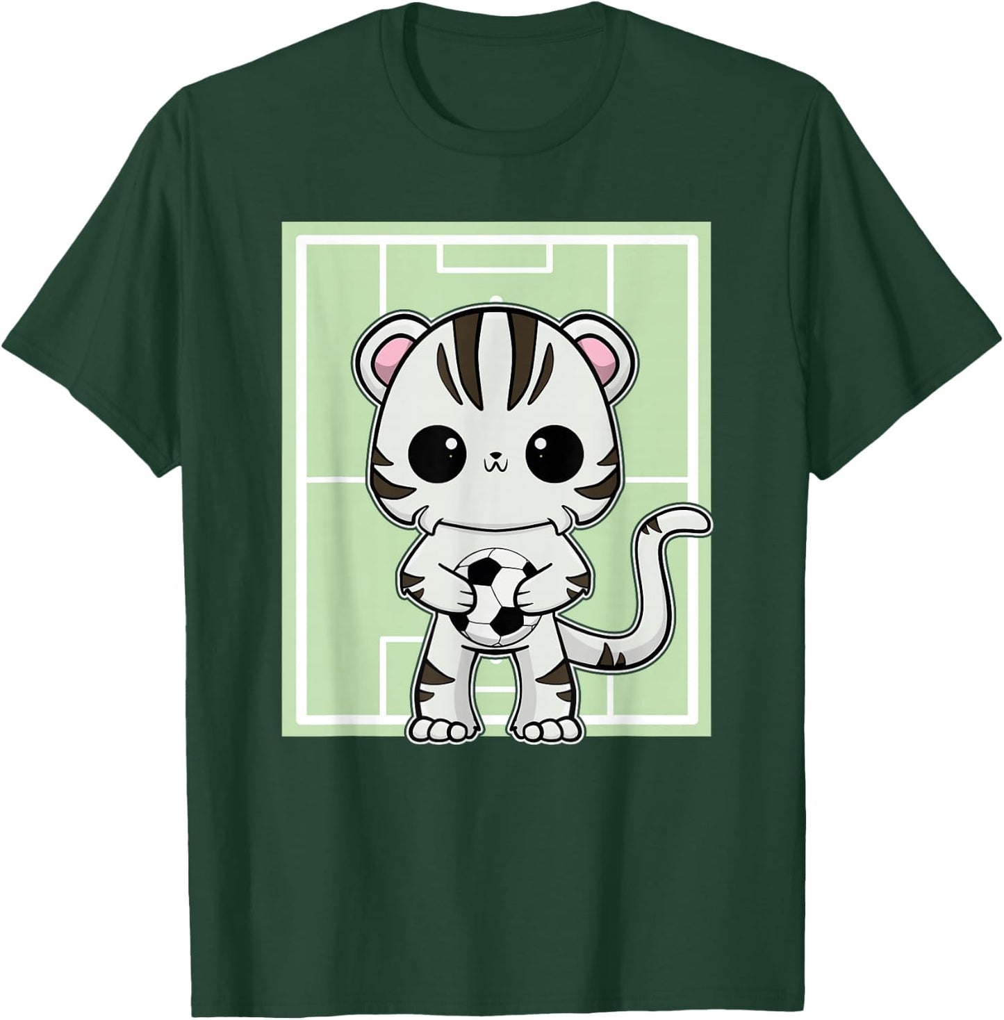White Tiger Anime Cat Soccer Player T-Shirt - T-Shirt | Forest