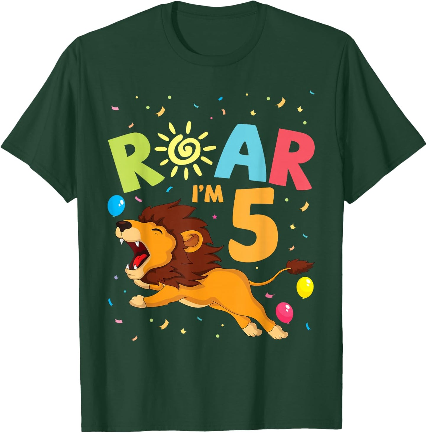 Lion Rawr I'm 5 Years Old Happy 5th Birthday To Me You Lover T-Shirt - T-Shirt | Forest