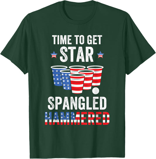 4th Of July Beer Pong Time To Get Star Spangled Hammered Men T-Shirt - T-Shirt | Forest