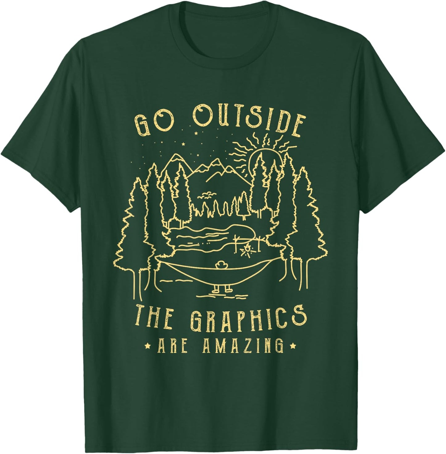 Go Outside The Graphics Are Amazing Vintage Outdoor Camping T-Shirt - T-Shirt | Forest
