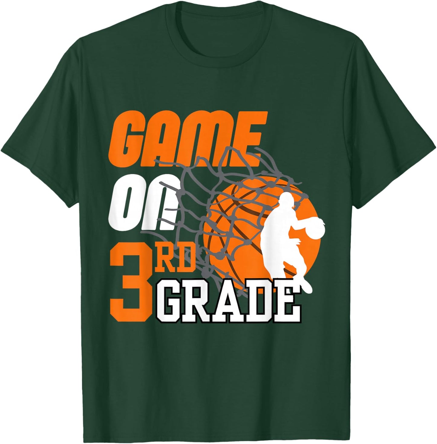 Boys Game On 3rd Grade Basketball Back To School Teacher Kid T-Shirt - T-Shirt | Forest