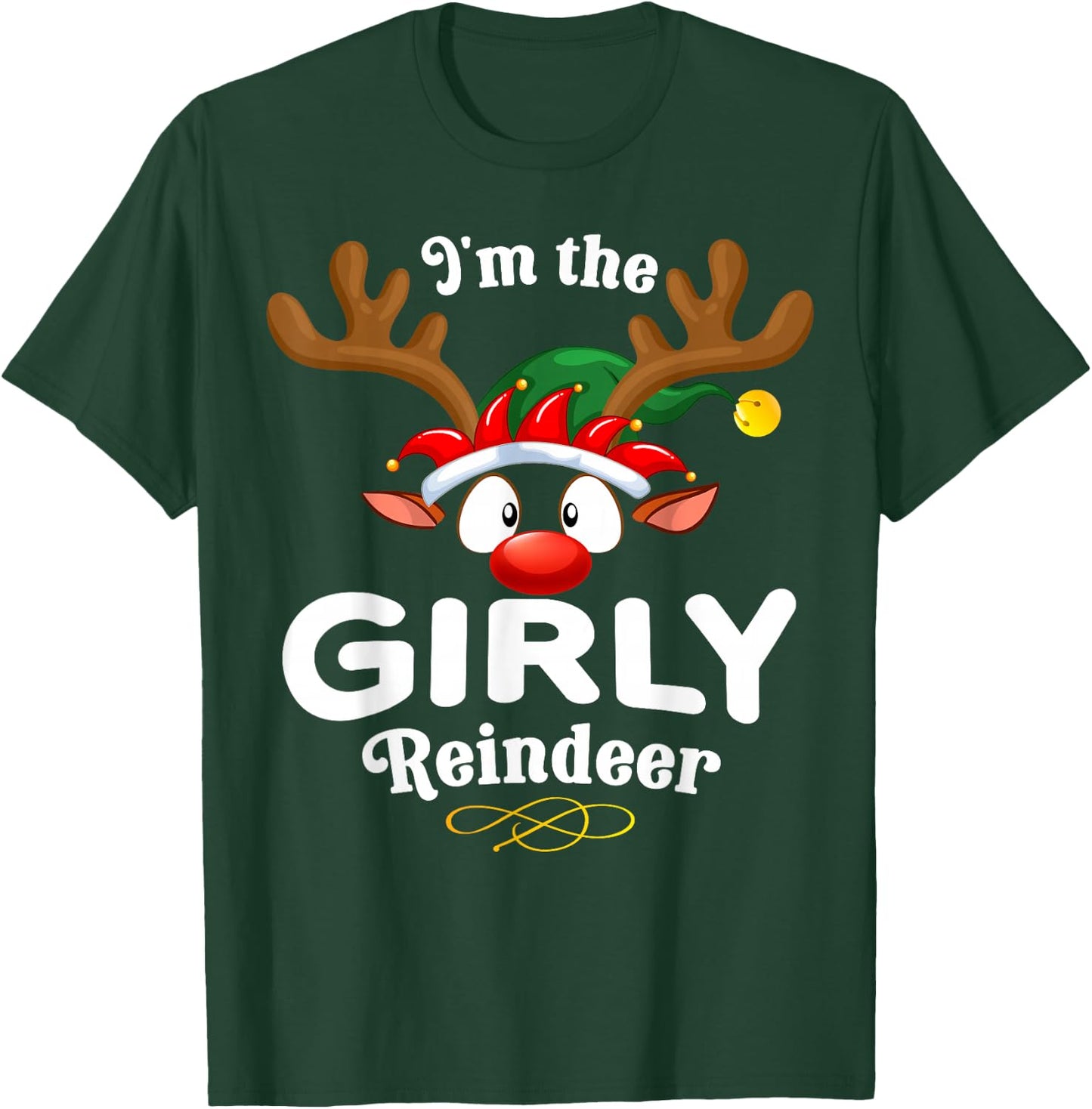 Christmas PJS Girly XMas Reindeer Matching T-Shirt - T-Shirt | Forest