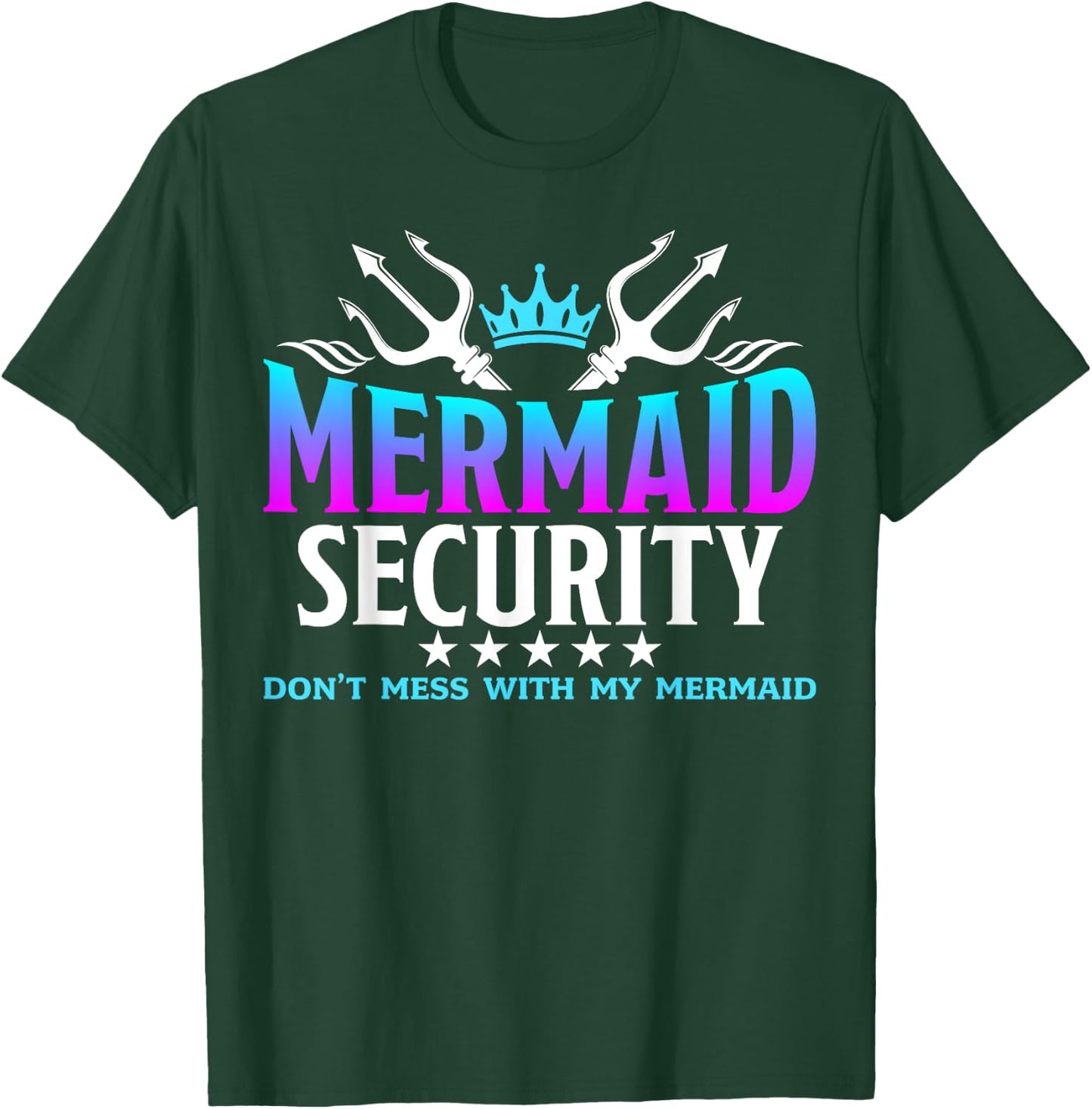 Mermaid Security Family Birthday Halloween Costume Boys Men T-Shirt - T-Shirt | Forest
