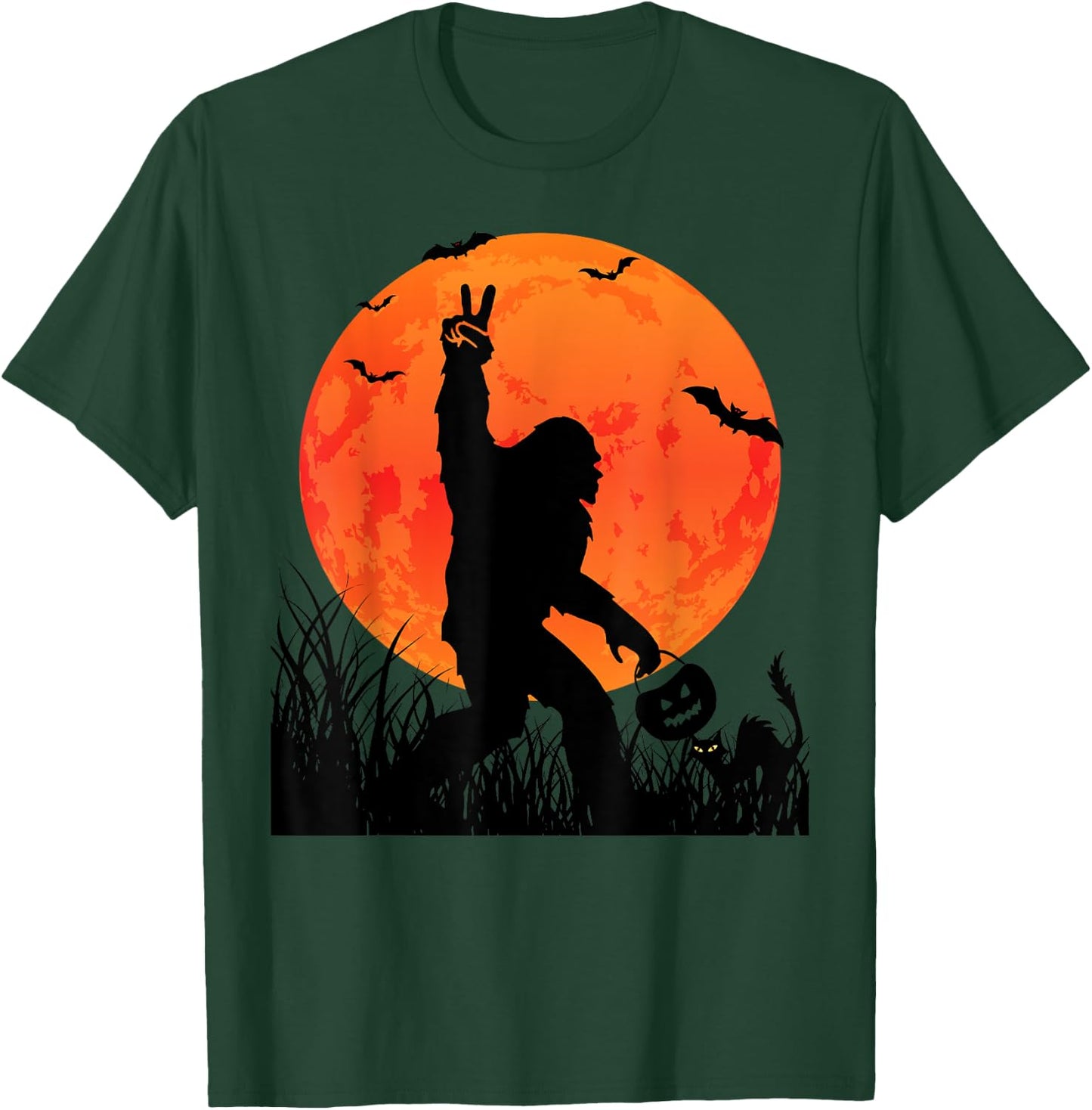 Funny Halloween Rocking Sasquatch Bigfoot Halloween T-Shirt - T-Shirt | Forest