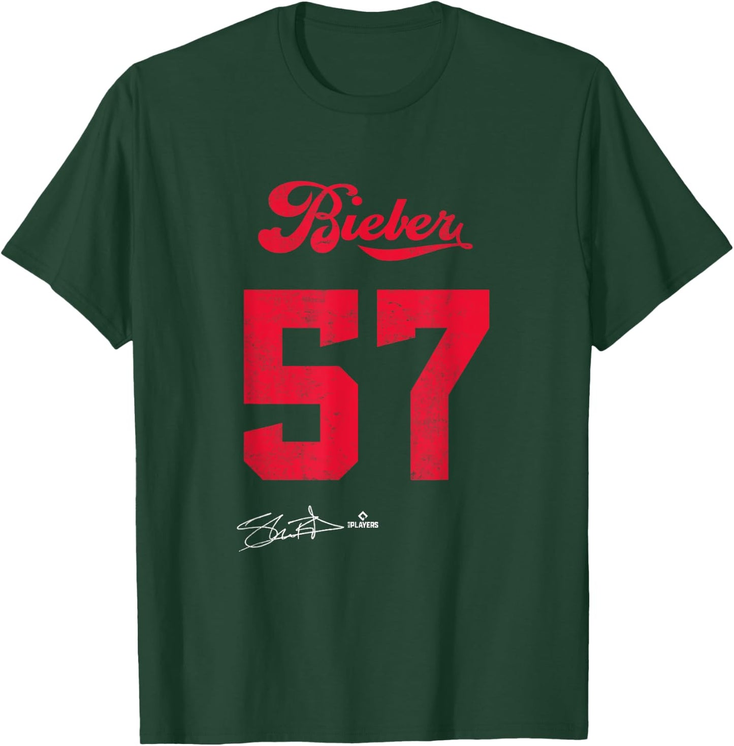 Shane Bieber 57 Shane Bieber Cleveland MLBPA T-Shirt - T-Shirt | Forest