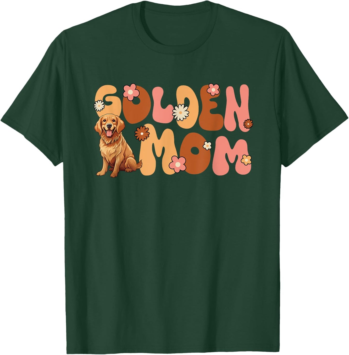 Golden Retriver Groovy World's Best Golden Mom T-Shirt - T-Shirt | Forest