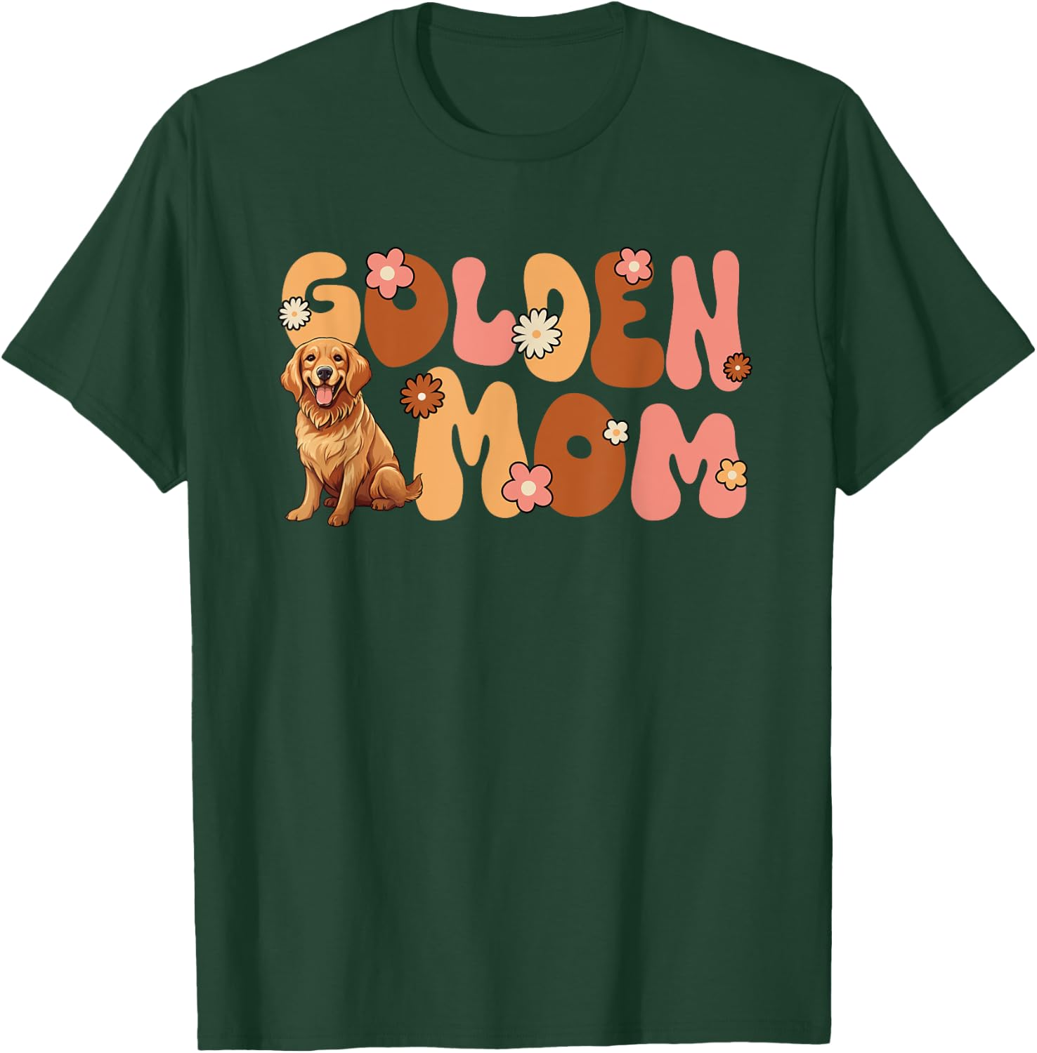 Golden Retriver Groovy World's Best Golden Mom T-Shirt - T-Shirt | Forest