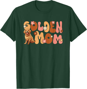 Golden Retriver Groovy World's Best Golden Mom T-Shirt - T-Shirt | Forest