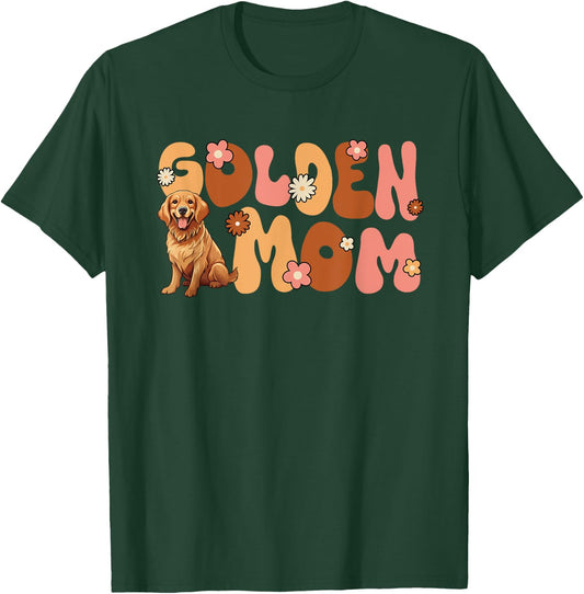 Golden Retriver Groovy World's Best Golden Mom T-Shirt - T-Shirt | Forest