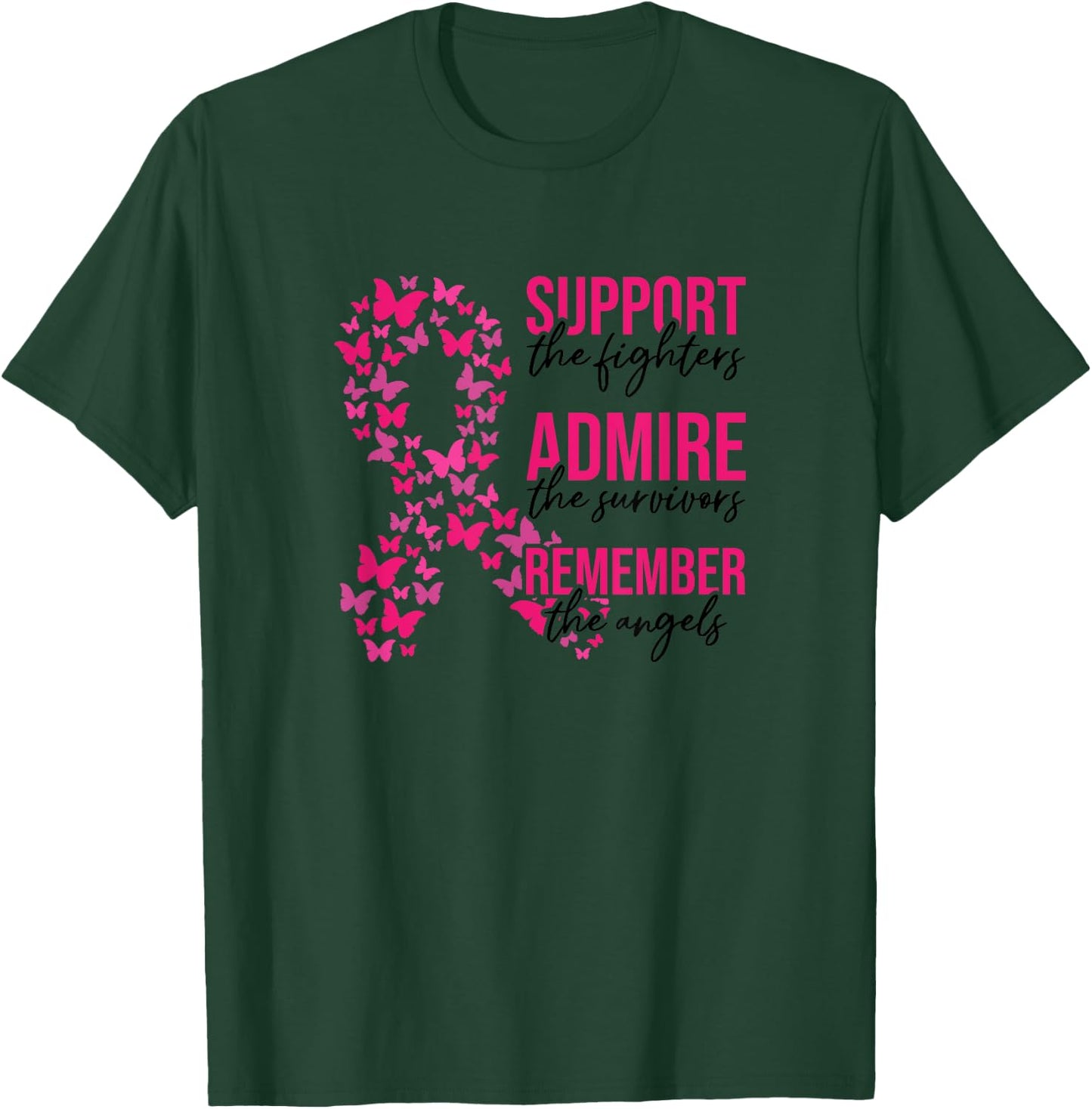 Admire The Survivors October Pink Breast Cancer Awareness T-Shirt - T-Shirt | Forest