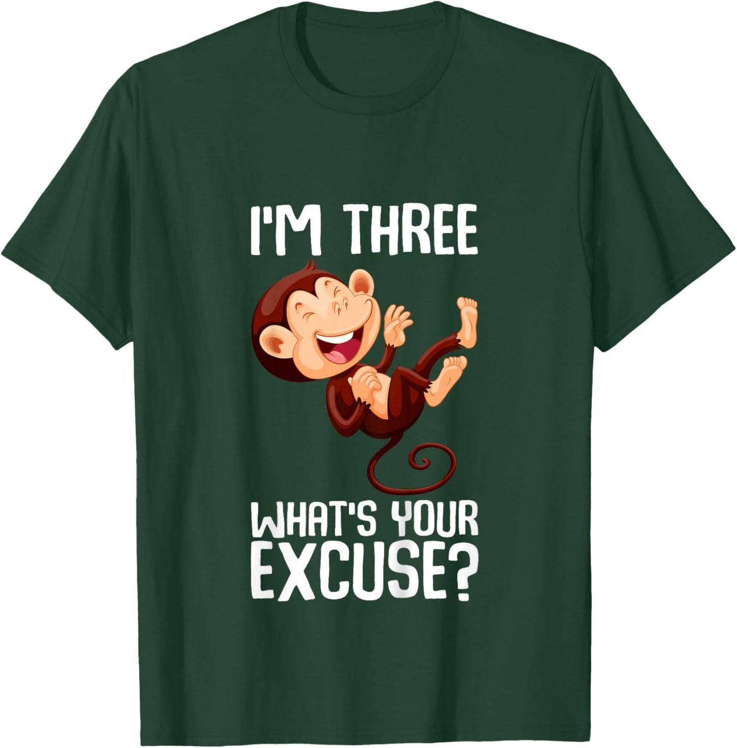 Ich bin 3, was ist deine Ausrede? Cute Monkey Children's Design T-Shirt - T-Shirt | Forest