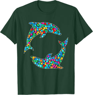 Funny Colorful Polka Dot Dolphin International Dot Day T-Shirt - T-Shirt | Forest