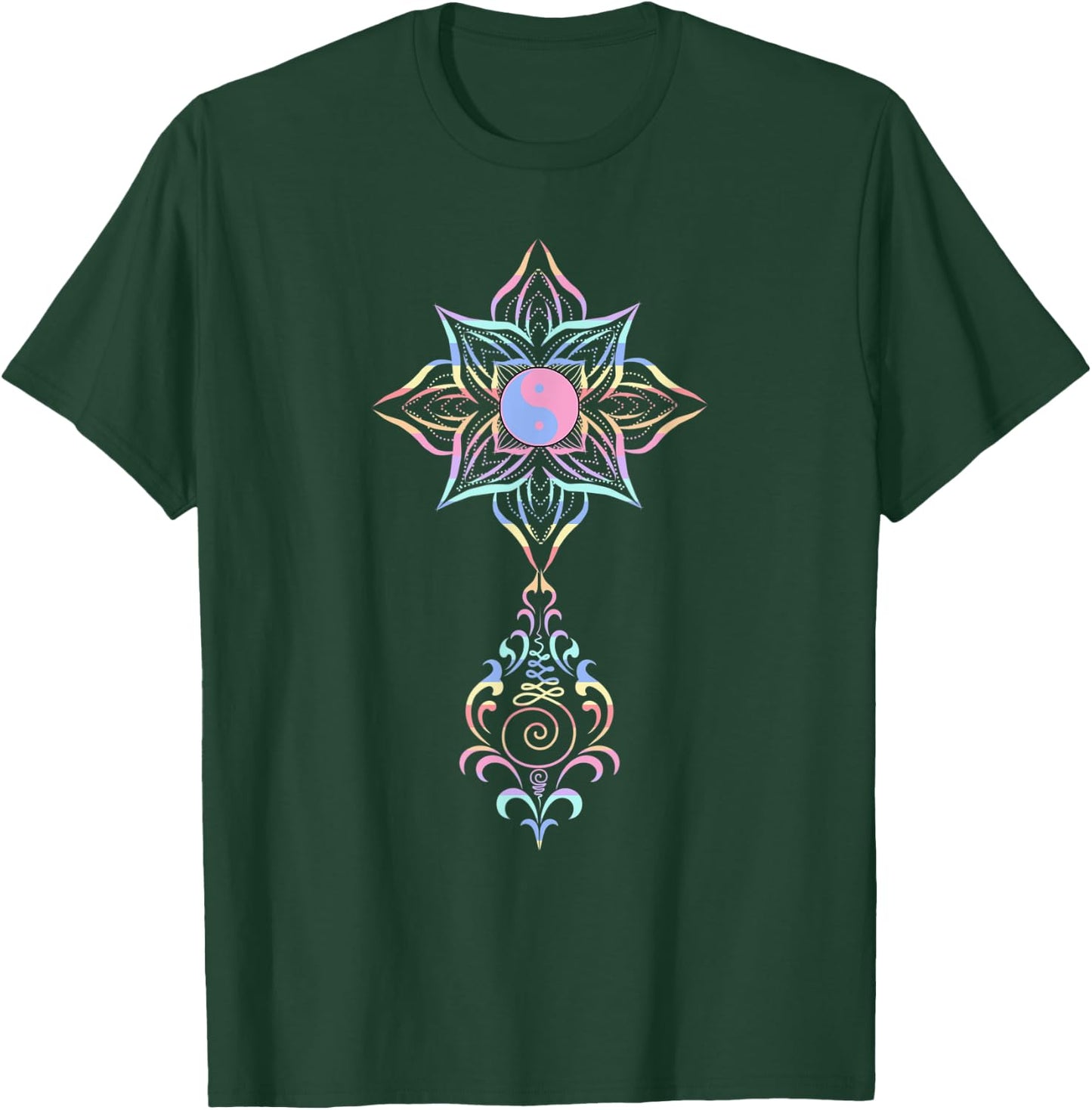 Unalome Lotus Flower Yin Yang Buddhism Hindu Symbol Women T-Shirt - T-Shirt | Forest