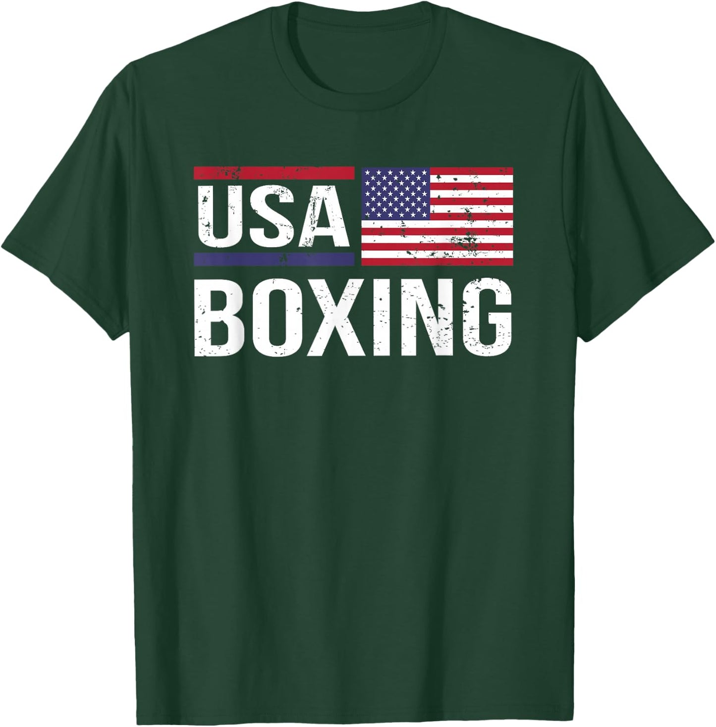 USA Boxing American Flag Gym Sparring Training Amateur Sport T-Shirt - T-Shirt | Forest