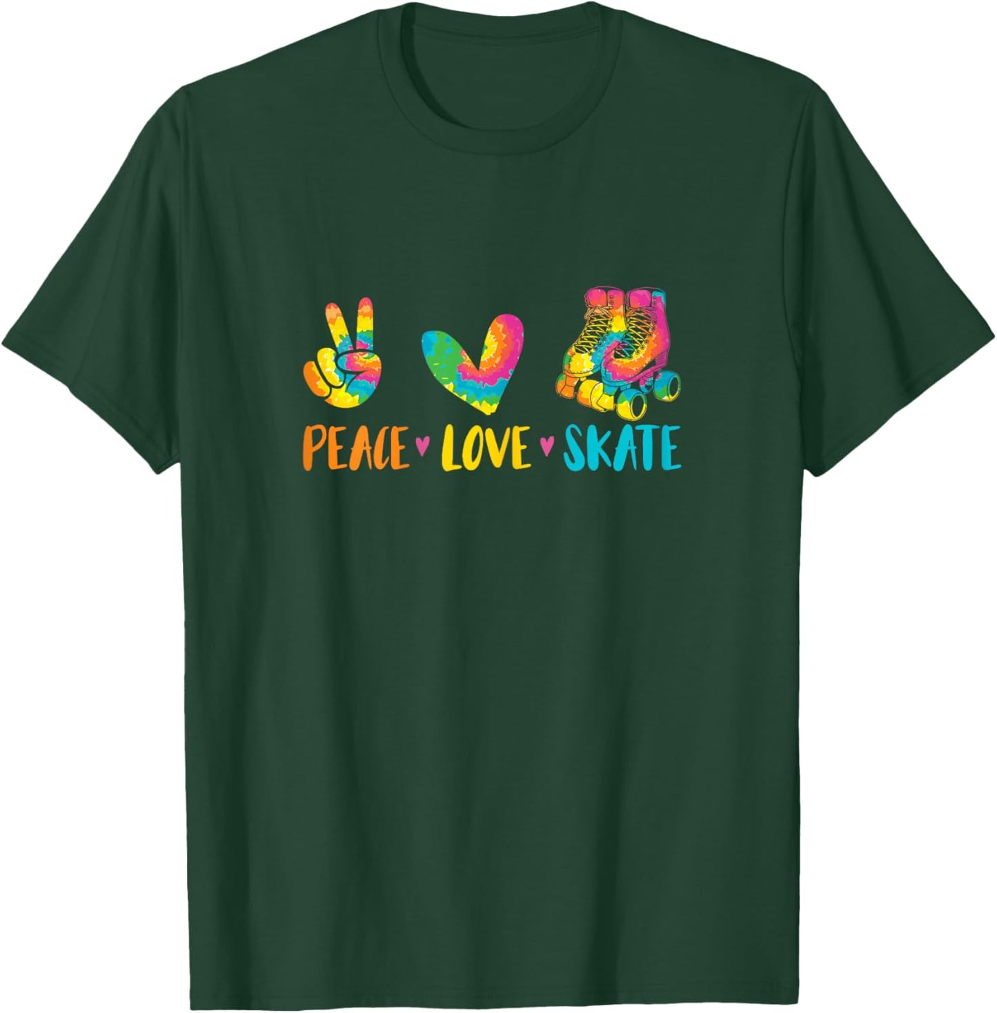 Roller Skating Peace Love Roller Skate T-Shirt - T-Shirt | Forest
