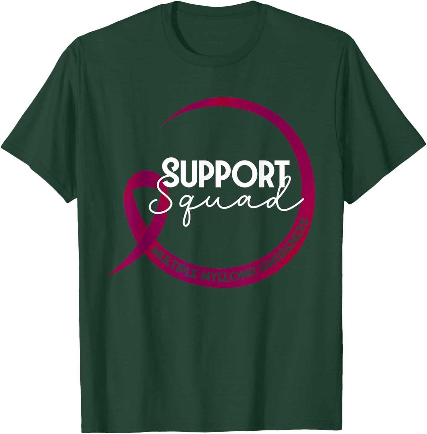 Multiple Myeloma Awareness Burgundy Ribbon Support Squad T-Shirt - T-Shirt | Forest