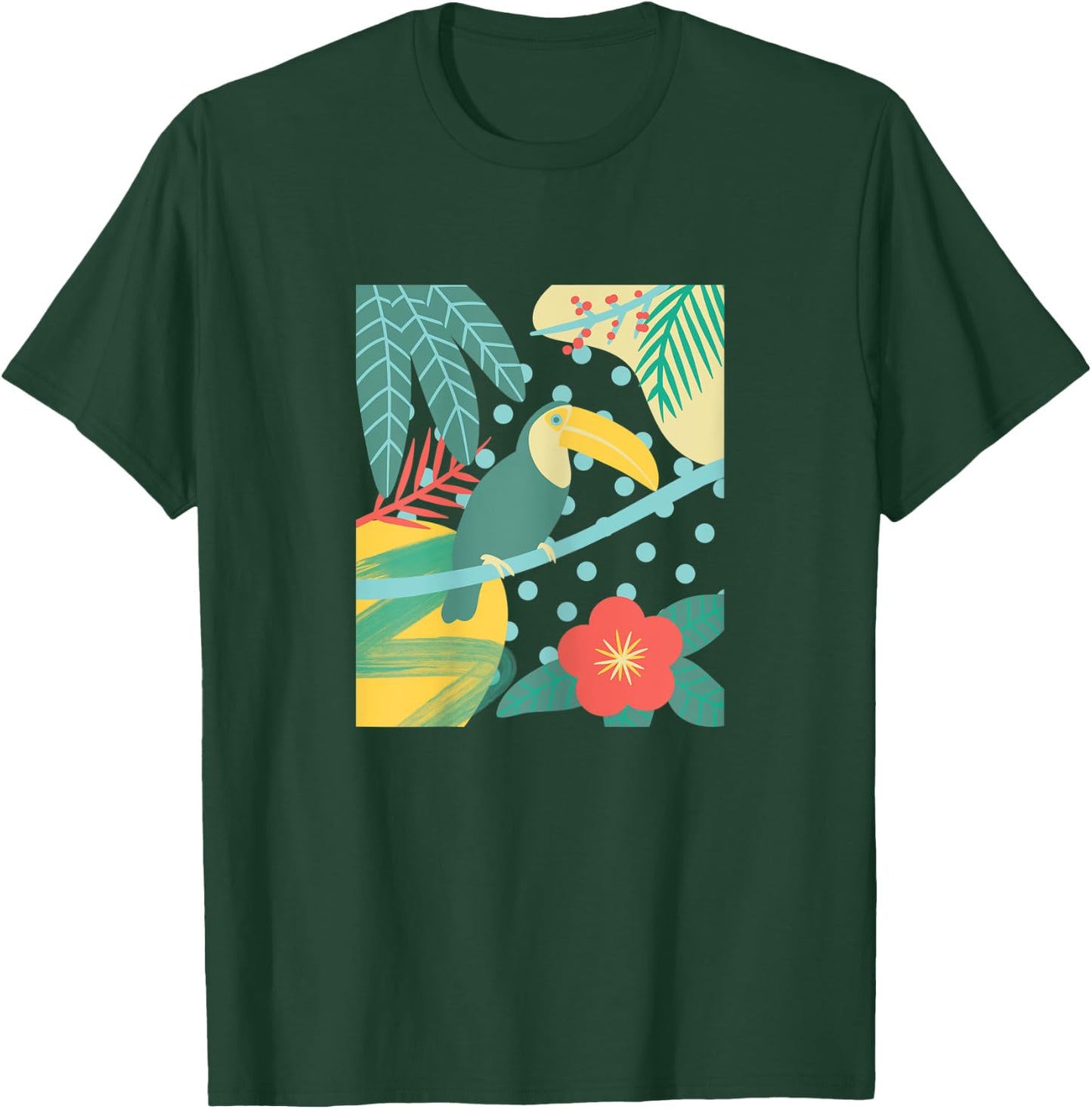 Toucan Bird Tropical Cute Palm Leaf Flower Beach Summer Kids T-Shirt - T-Shirt | Forest