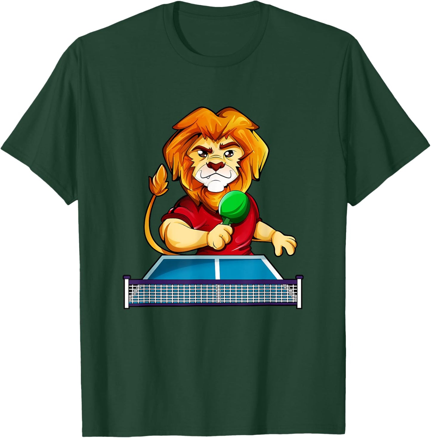 Cartoon lion playing table tennis T-Shirt - T-Shirt | Forest
