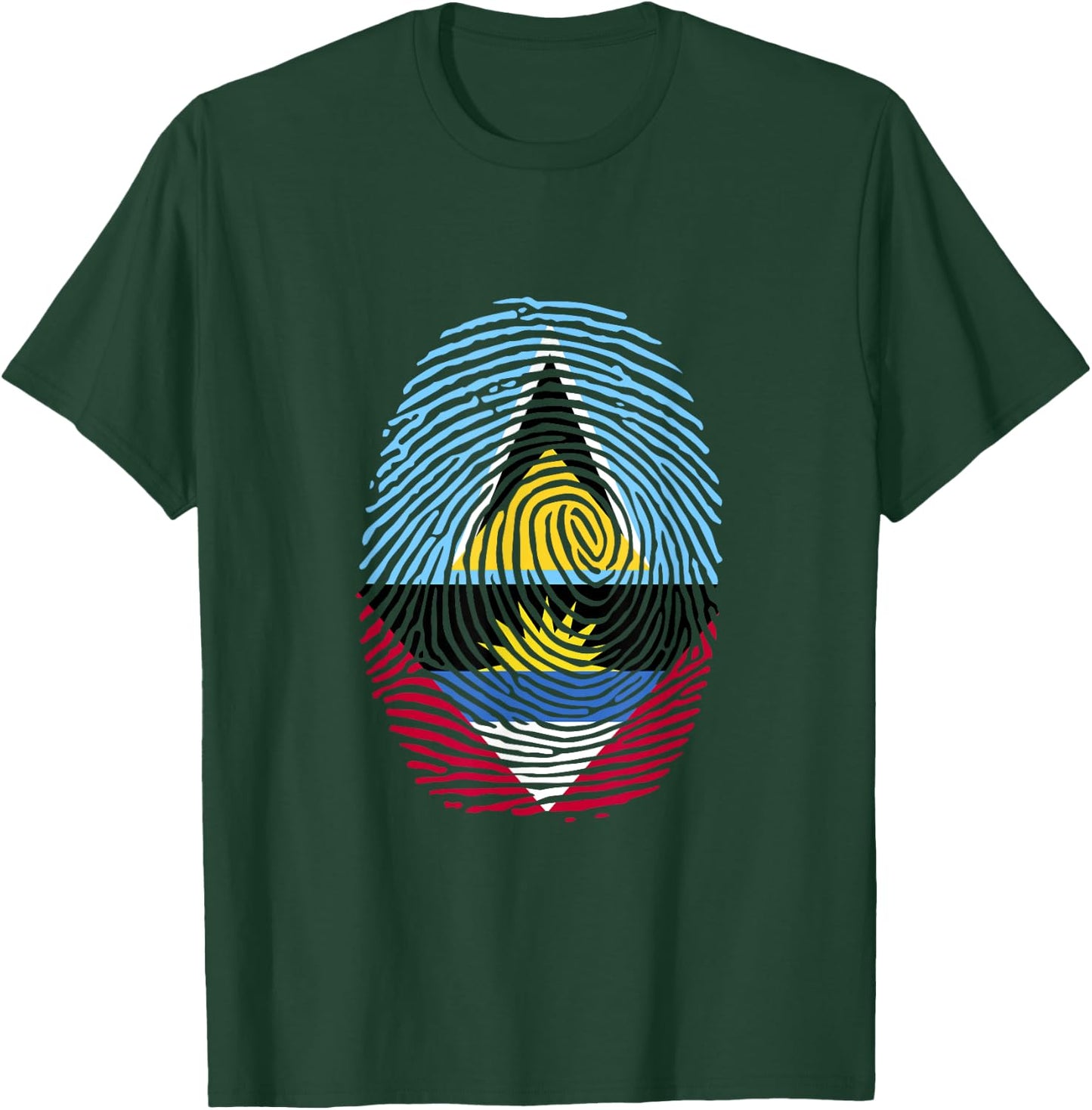 St Lucia and Antigua Fingerprint Saint Lucian Antiguan Roots T-Shirt - T-Shirt | Forest