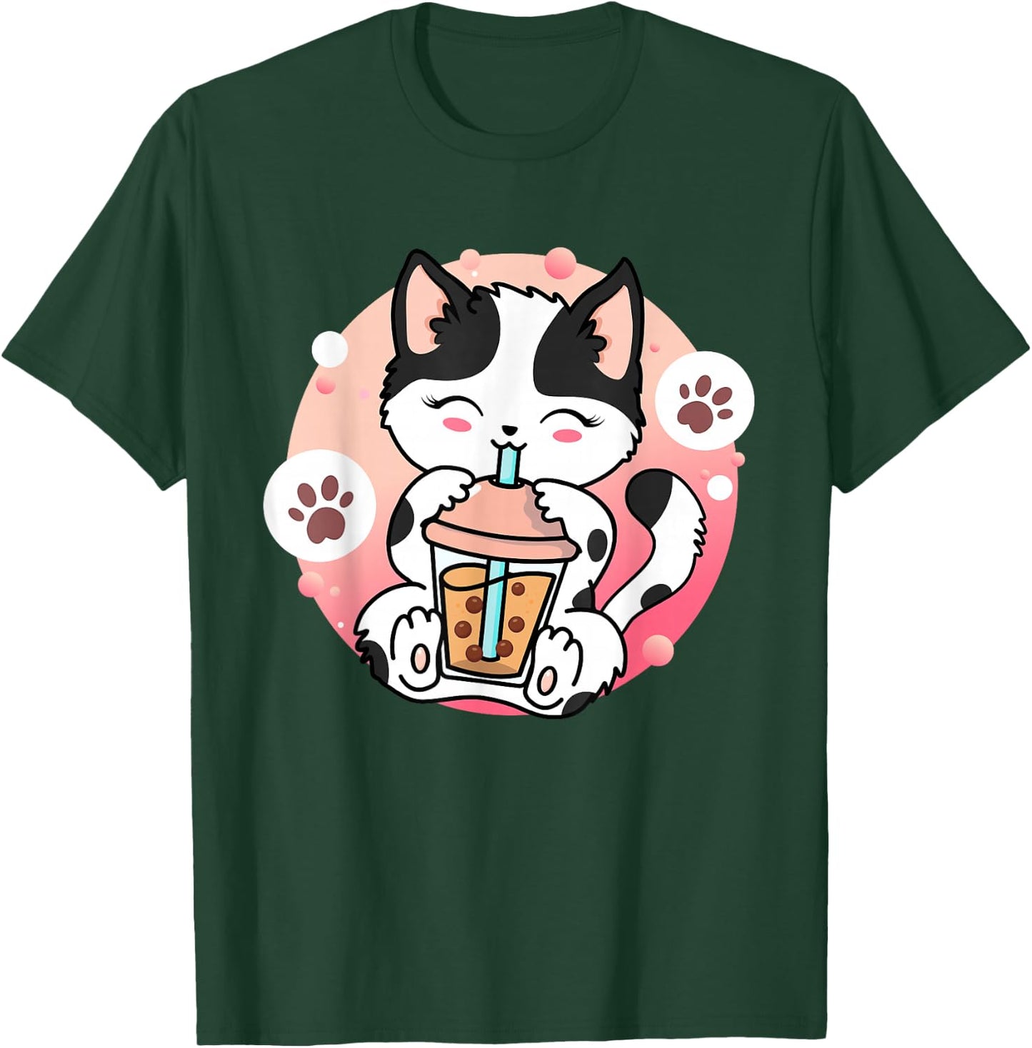 Cat Boba Tea Anime Kawaii Neko Bubble Tea Teen Girl Boba Cat T-Shirt - T-Shirt | Forest