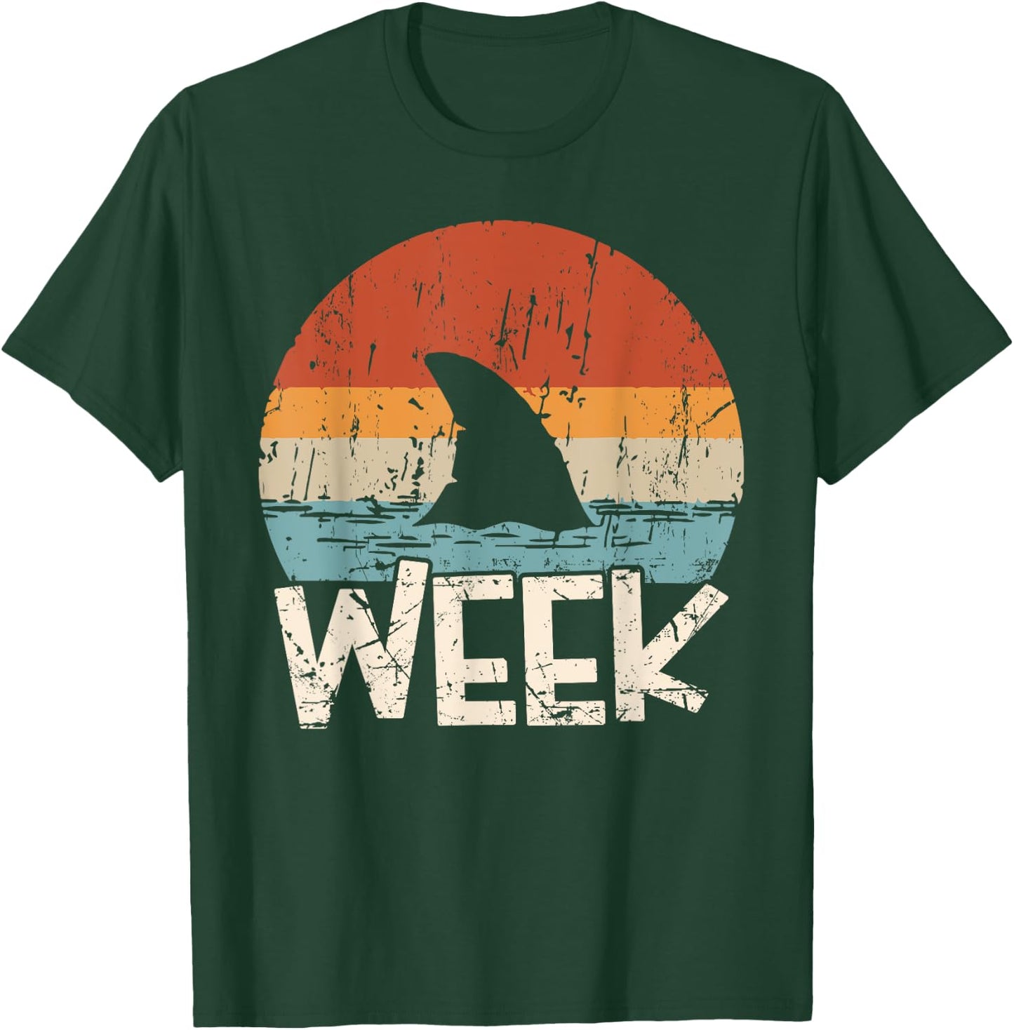 Week Marine Biologist Retro Shark Fin Lover Ocean Wildlife T-Shirt - T-Shirt | Forest