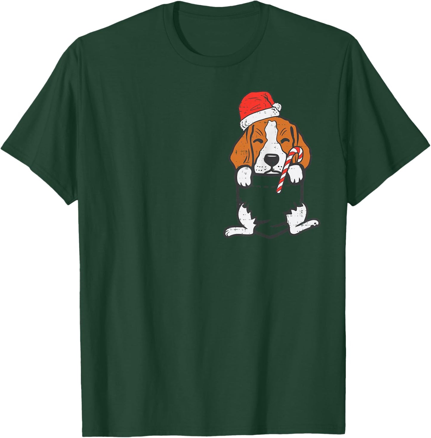 Pocket Beagle Santa Dog Christmas Xmas Men Women T-Shirt - T-Shirt | Forest