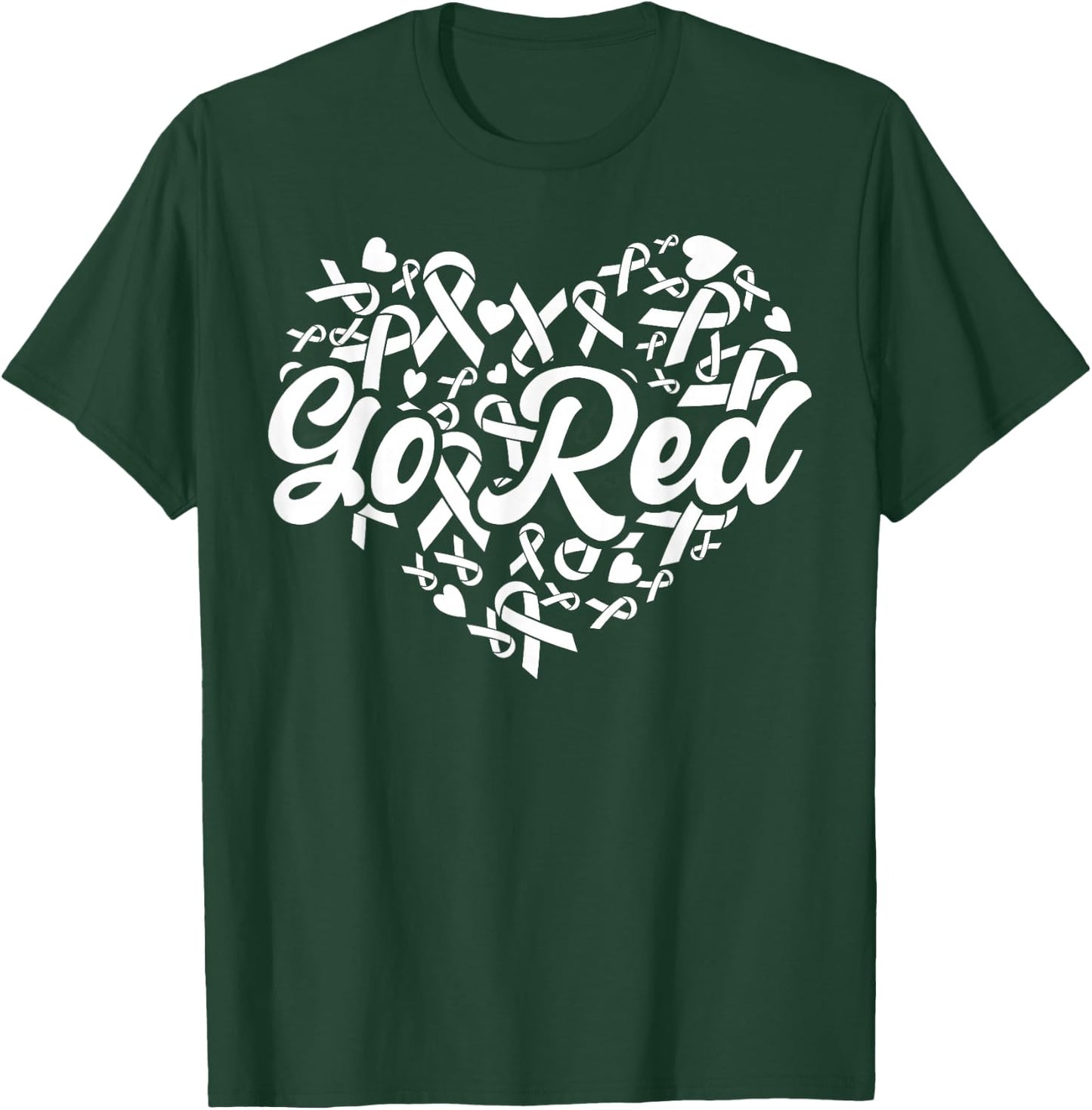 February Heart Disease Awareness Month Red Heart American T-Shirt - T-Shirt | Forest