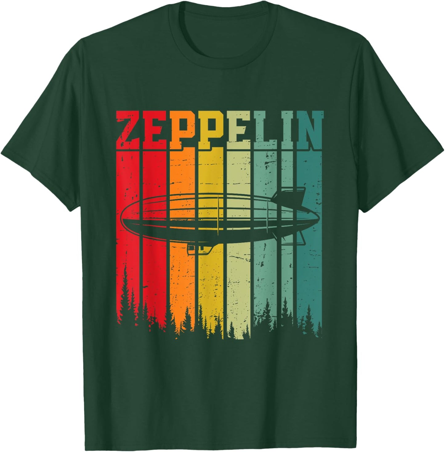 Retro Zeppelin 70s 80s Dirigible Airship Zepelin Zepplin T-Shirt - T-Shirt | Forest