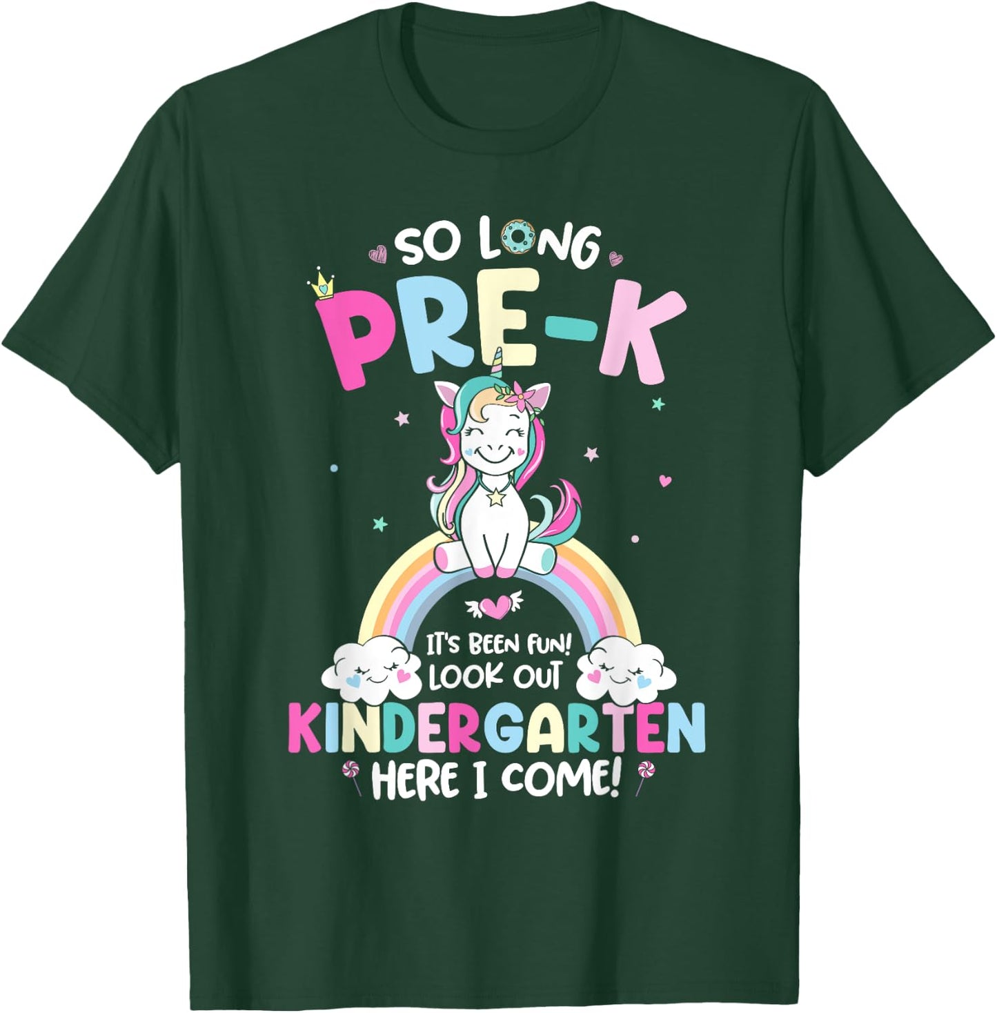 So Long Pre-K Kindergarten Grade Here I Come Unicorn Kid T-Shirt - T-Shirt | Forest
