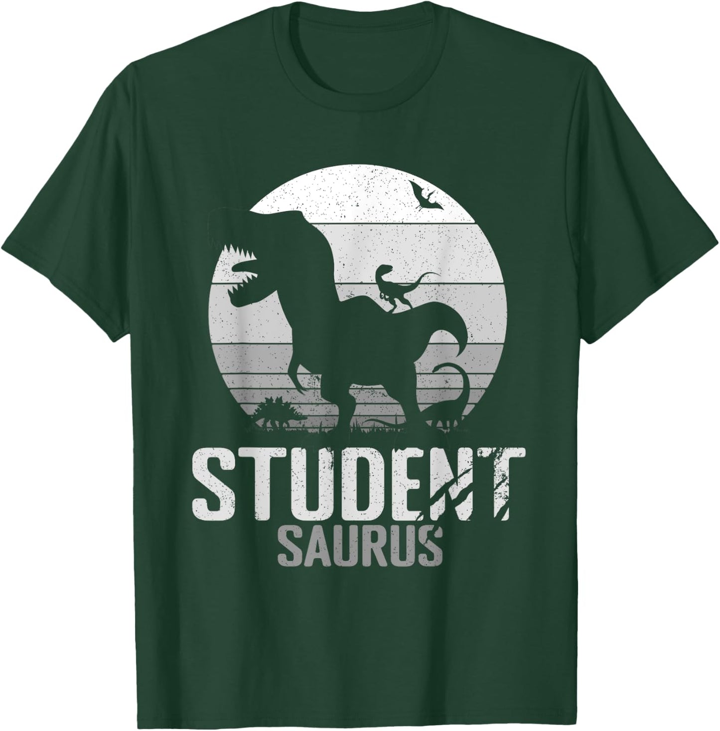 Studentsaurus Dinosaur Student Saurus T Rex Mono Vintage Ret T-Shirt - T-Shirt | Forest