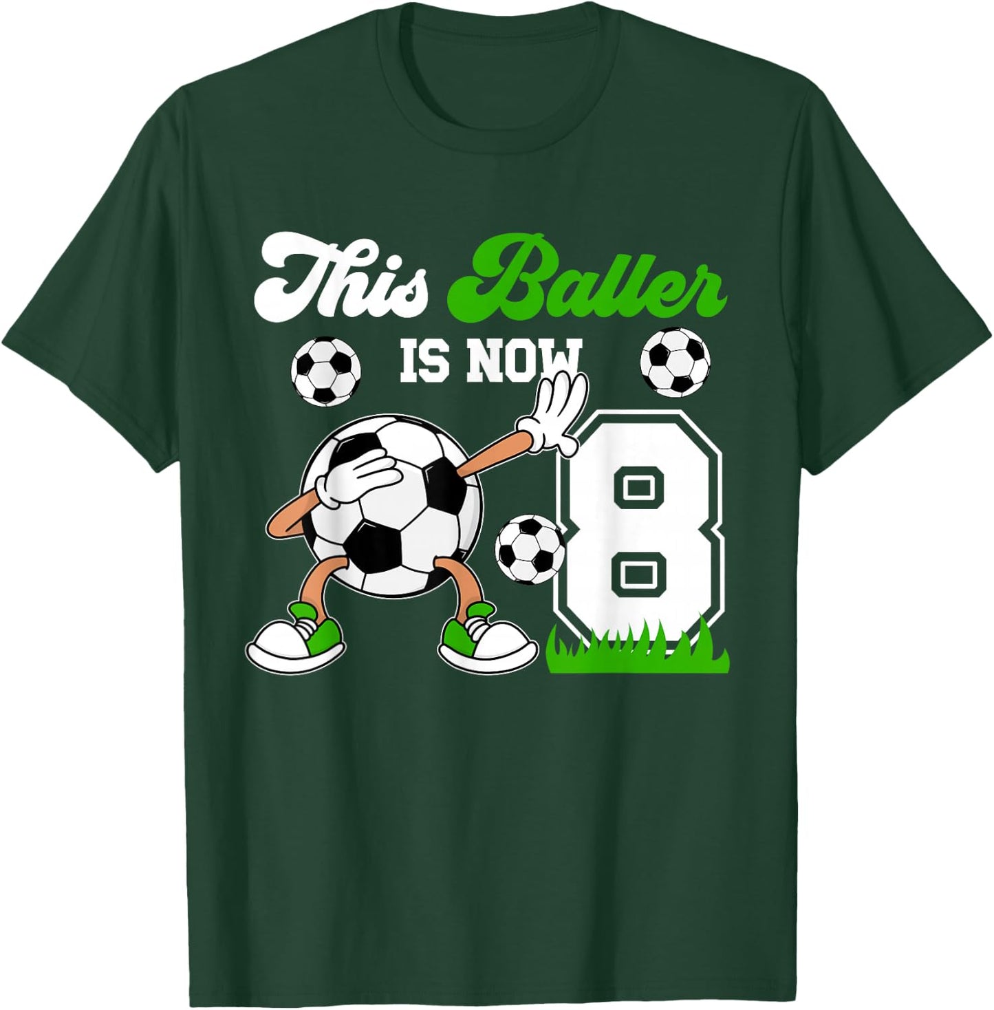 8th Birthday Soccer Boy Eight Year Old Soccer Player T-Shirt - T-Shirt | Forest