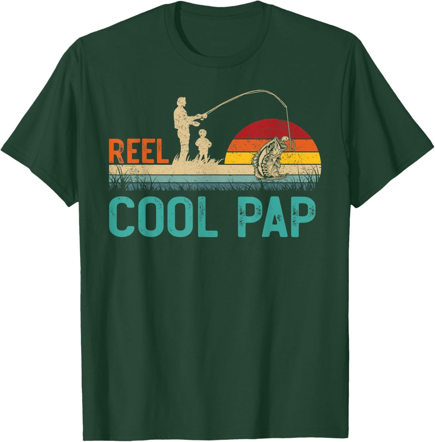 Reel Cool Pap Vintage Retro Fishing Father's Day T-Shirt - T-Shirt | Forest