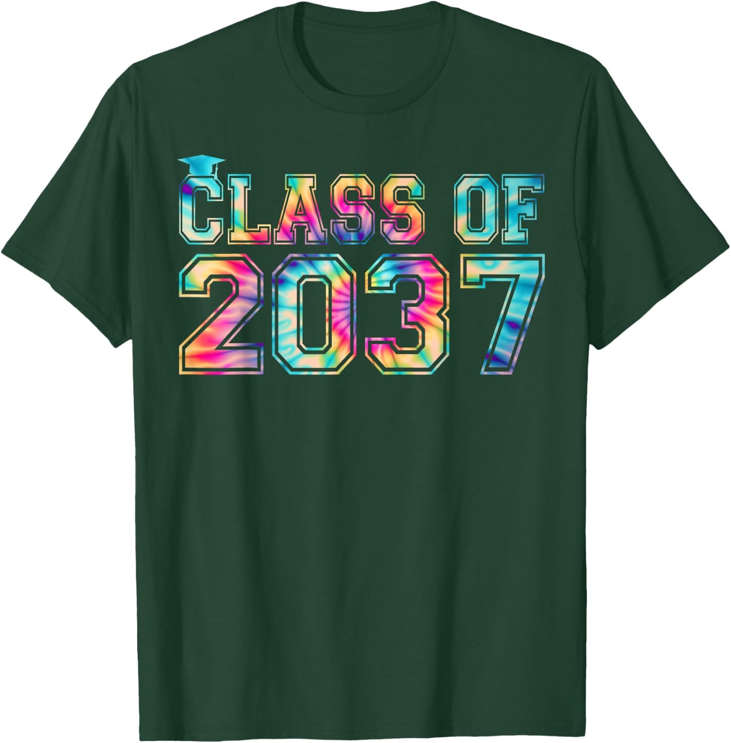 Class Of 2037 Pre-K Graduate Preschool Tie Dye Graduation T-Shirt - T-Shirt | Forest