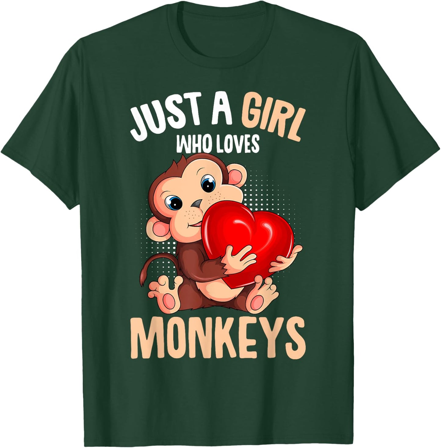 Just A Girl Who Loves Monkeys Girls Kids Monkey T-Shirt - T-Shirt | Forest