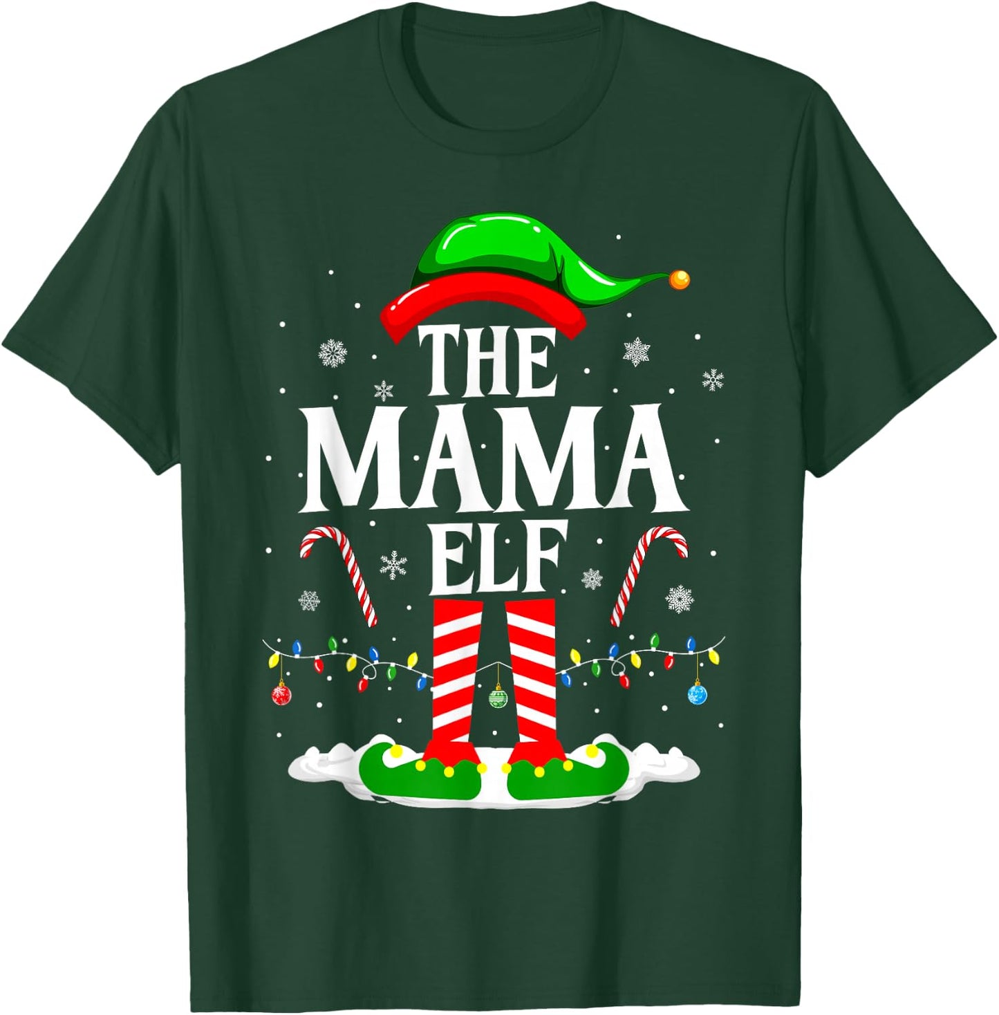 The Mama Elf Funny Xmas Elf Matching Family Christmas T-Shirt - T-Shirt | Forest