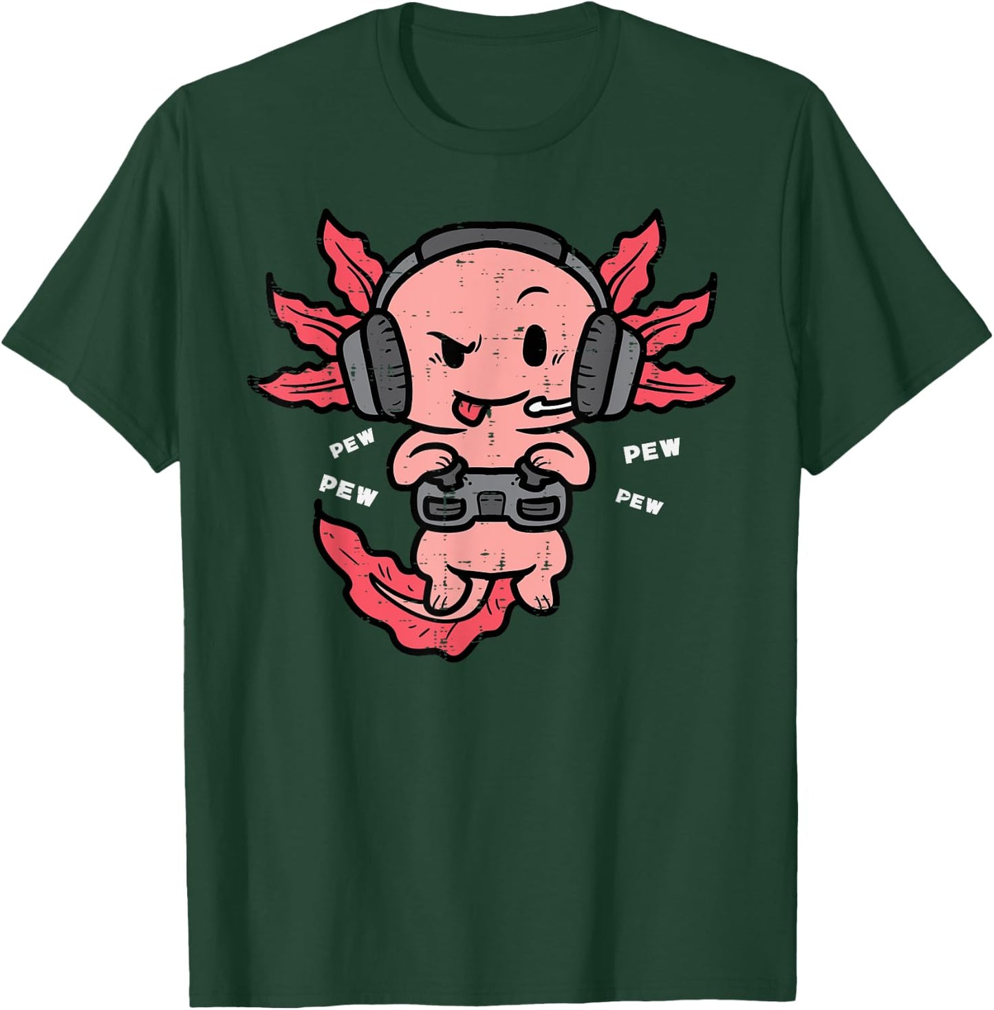 Gamer Axolotl Funny Video Gaming Men Boys Kids Youth Teens T-Shirt - T-Shirt | Forest