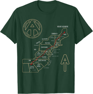 Appalachian Trail Hiking Map, Outdoor Adventure Trailing T-Shirt - T-Shirt | Forest