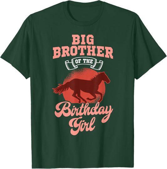 Big Brother Of The Birthday Girl Horse Family Bday T-Shirt - T-Shirt | Forest