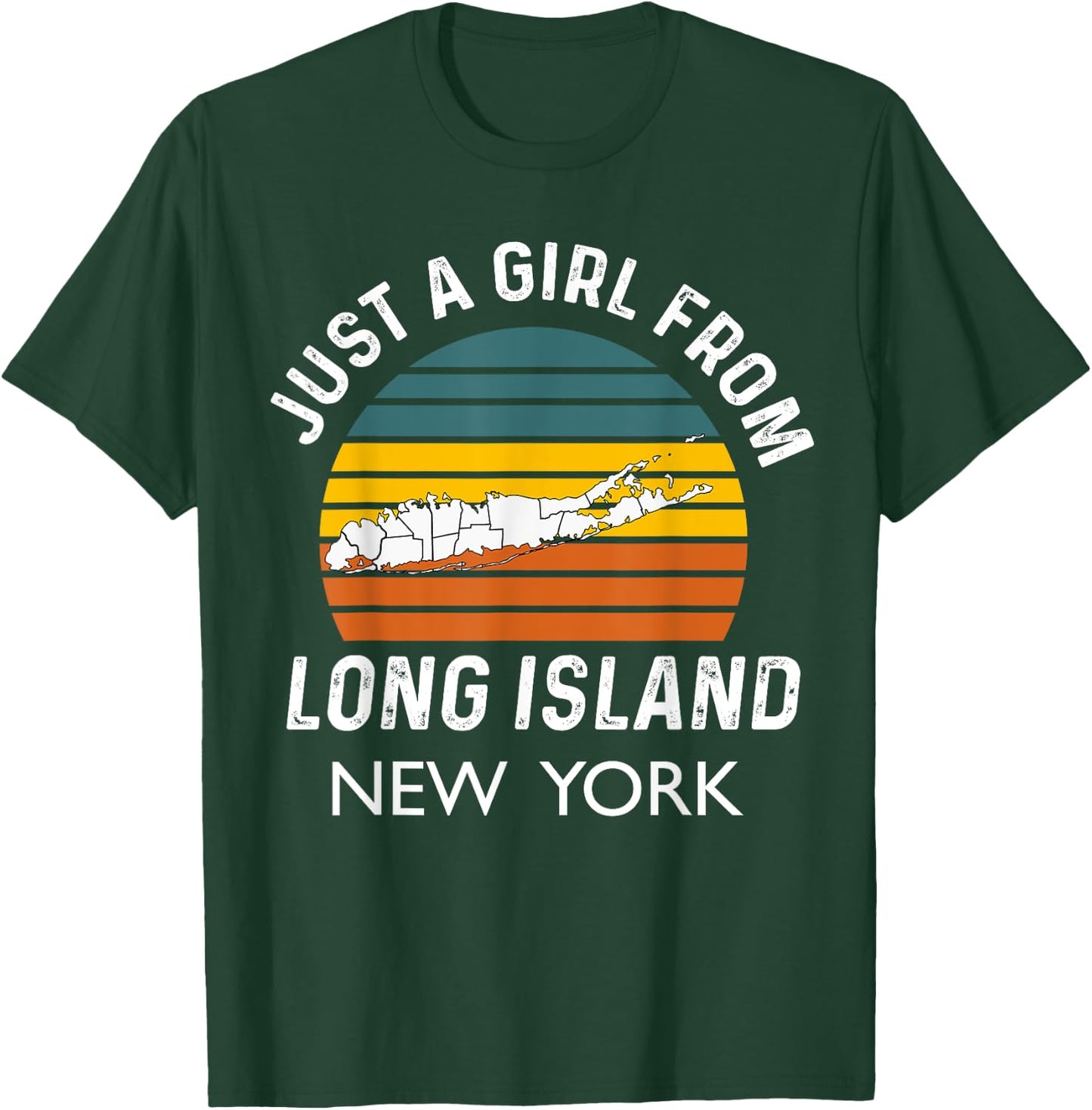 Long Island NY Souvenir Native Long Islander Map NYC Girls T-Shirt - T-Shirt | Forest