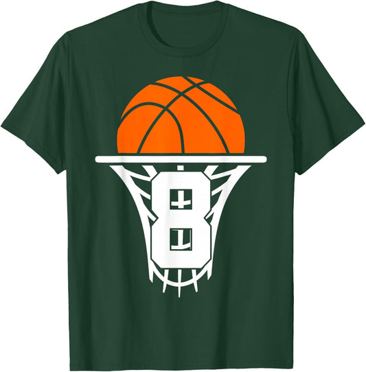 8 Years Basketball 8th Birthday T-Shirt - T-Shirt | Forest