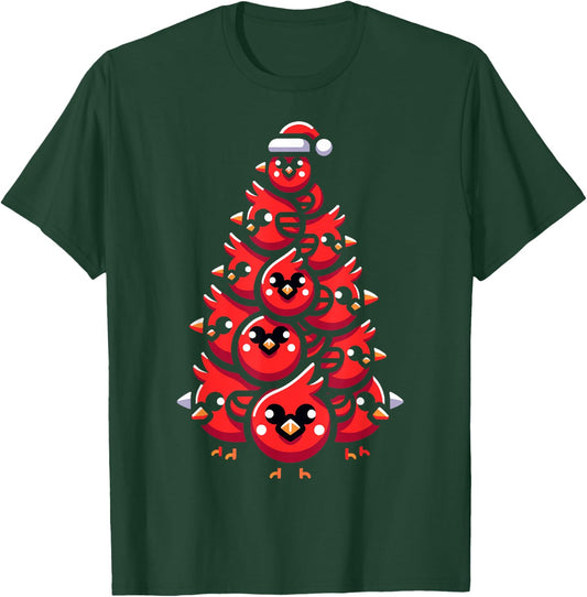 Cardinal Birds Christmas Tree Funny Cardinal Birds Xmas T-Shirt - T-Shirt | Forest